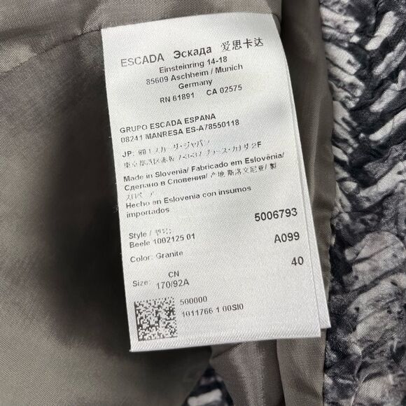 𝅺ESCADA Beele Textured Silk Granite Abstract Print Blazer Size 40/ US M - Picture 7 of 8